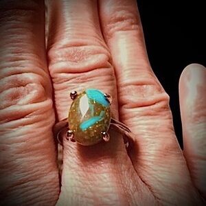 Faux Turquoise Silver Tone Ring